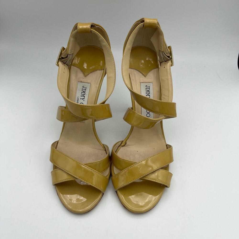 Jimmy Choo Women's Lottie Patent Leather Stilettos Mustard Yellow Size 38 1/2